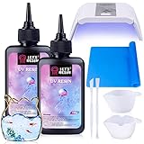 LET'S RESIN UV Resin with Light,Upgraded 200g Crystal Clear&Low Odor UV Resin Kit,36W UV...