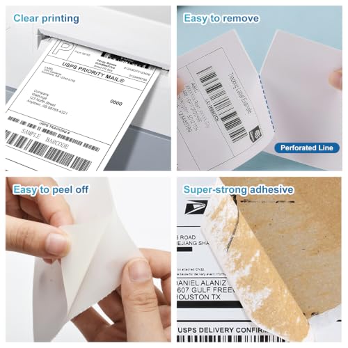 Image of 9527 Product 4x6 Blank Direct Thermal Shipping Labels for Zebra 2844 Zp-450 Zp-500 Zp-505 Direct Thermal Labels Printers, Eltron Printer, 250 Labels per Roll,Total 40 Rolls 10000 Labels