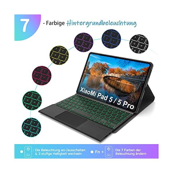 seenda Beleuchtete Tastatur Hülle mit Trackpad für Tablet XIAOMI Pad 5/5 Pro/5 Pro 5G (11 Zoll), Bluetooth… – Bild 4