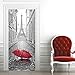 BLOUR Rushed DIY 2pcs 3D Türaufkleber Wandkunst Tapete Roter Regenschirm im Straßenmuster Raum Wandplakat Home Gate Decor