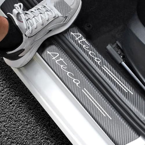 EULVGG 4 Pièces Protection Seuil de Porte Voiture pour SEAT ATECA, Autocollant Barre de Seuil avec Effet Fibre de Carbone Plinthes pour Auto Protection...