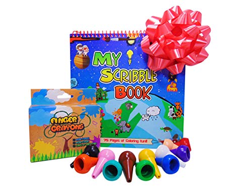 Fiecáre Toddler Finger Crayons, My First Washable Palm Grip Crayons - 12 Baby Paint Sticks, Non Toxic, Stackable Toy Crayons for Kids, Children, Toddlers, Boys, Girls - 75 Page Coloring Book Sale