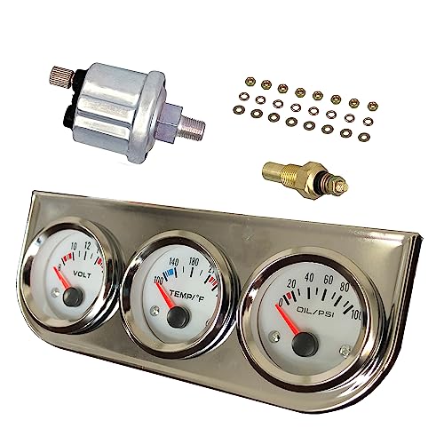 Sreuoil RSC203SL Chrome 3 In1 Triple Auto Gauge Meter Kit 52Mm thumb #8