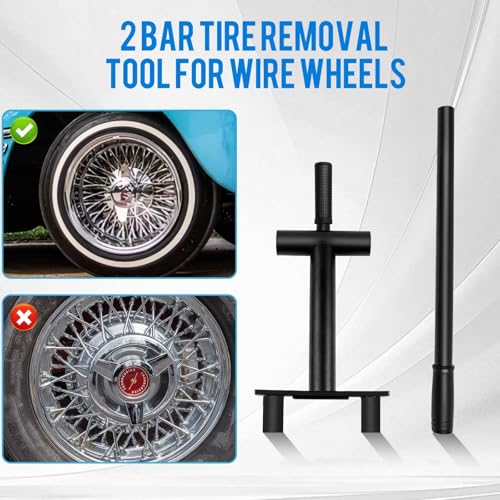 Image of 2 Bar Heavy Duty Lowrider Wire Wheel Knock Off Tool, Wire Wheel Knock Off Tool & Bar with Anti-Scratch Rubber Pad, Fit for Zenith /Dayton /Luxor /Chinas Lowrider