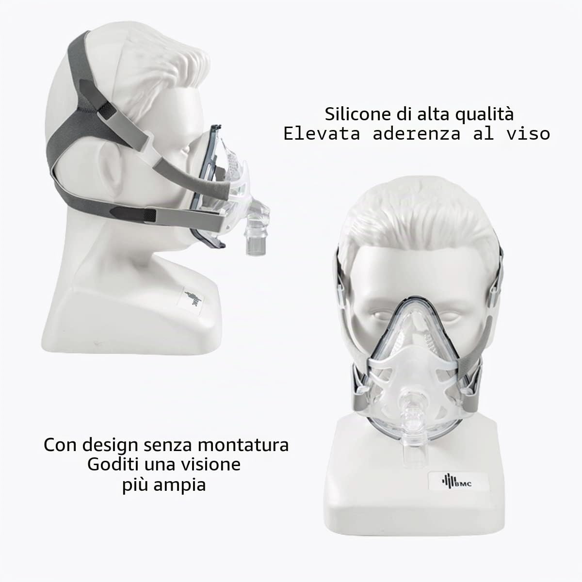 BMC Maschera integrale universale Comfort con 3 taglie per dormire (S/M/L)