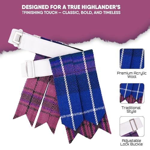 Men’s Kilt Flashes with Adjustable Buckle – Plain & Tartan Kilt Sock Garters – Acrylic Wool Highland Wear4
