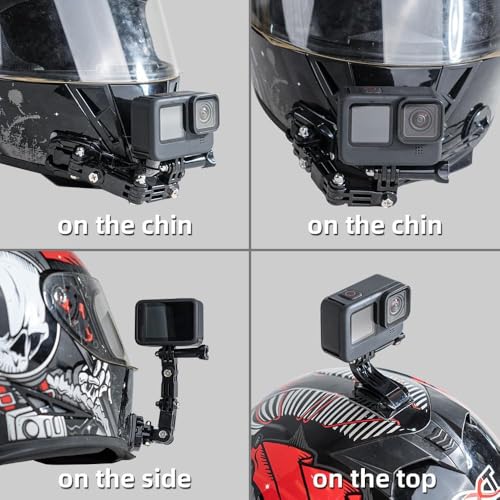 Image of SHOPEE New 4-Way Motorcycle Helmet Chin Mount for Hero 13 /12 /11 /10 /9 /8 /7, Osmo Action 3 & 4 SJCAM,Insta 360 & Other 4K Sports Cameras /Waterproof 3M Adhesive /Lightweight & Durable - Ideal for Bikers