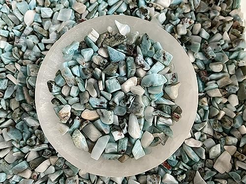 Image of 2 oz Lot Natural Semi Tumbled Larimar Gemstone Chips, Larimar Crushed Mini Crystals, Undrilled Crystal Chips (Larimar)
