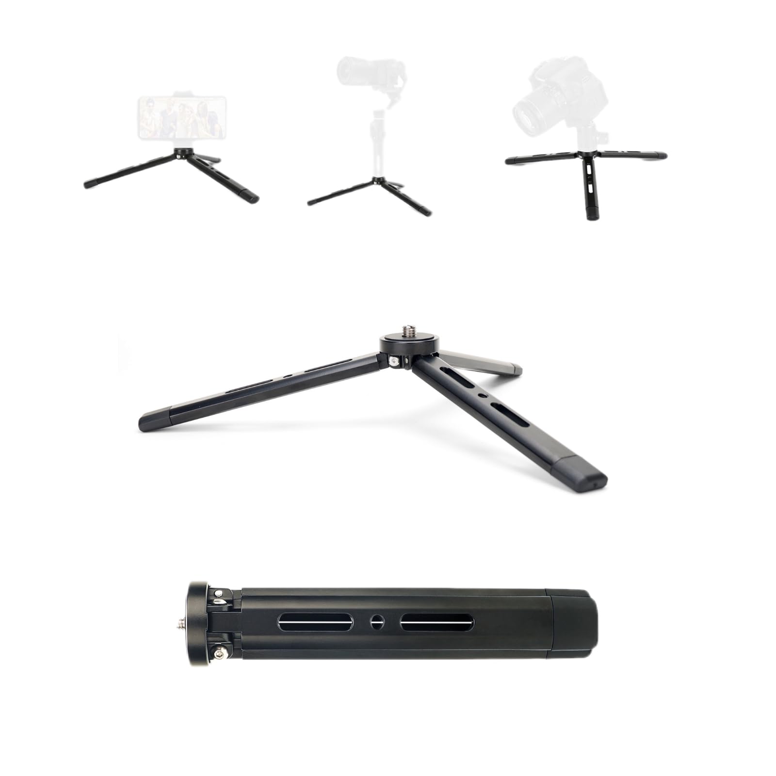 Mini Camera Tripod, Aluminum Desktop Tabletop Tripod with 1/4" Screw, Portable Travel Tripod Stand for DSLR Camera Camcorder Phone, Max Load 22lb/10kg