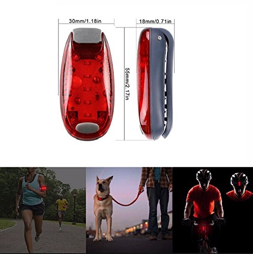 Nighttime Visibility Led Safety Lights (2Pack) 3 Modes Super Bright 5 Led Light Running Cycling Dog Collar Bike Tail Kids Walking for Reflective Gear