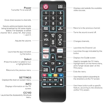 Replacement Universal Remote Control for Samsung Smart TVs