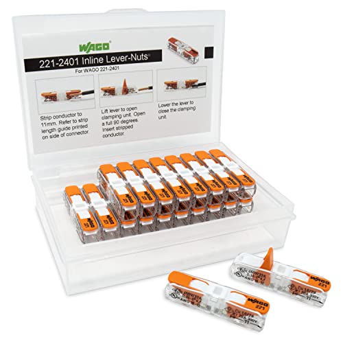 Wago 221-2401 Lever Nuts Compact Splicing Inline Wire Connectors With Case | 20Pc #TOP23