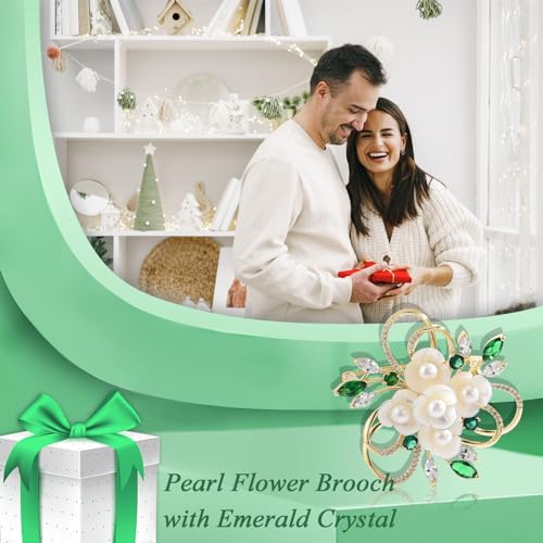 Image of Flower Brooch for Women Rhinestone Flower Brooch Pins Floral Brooches Jewelry Gift for Mom Wife