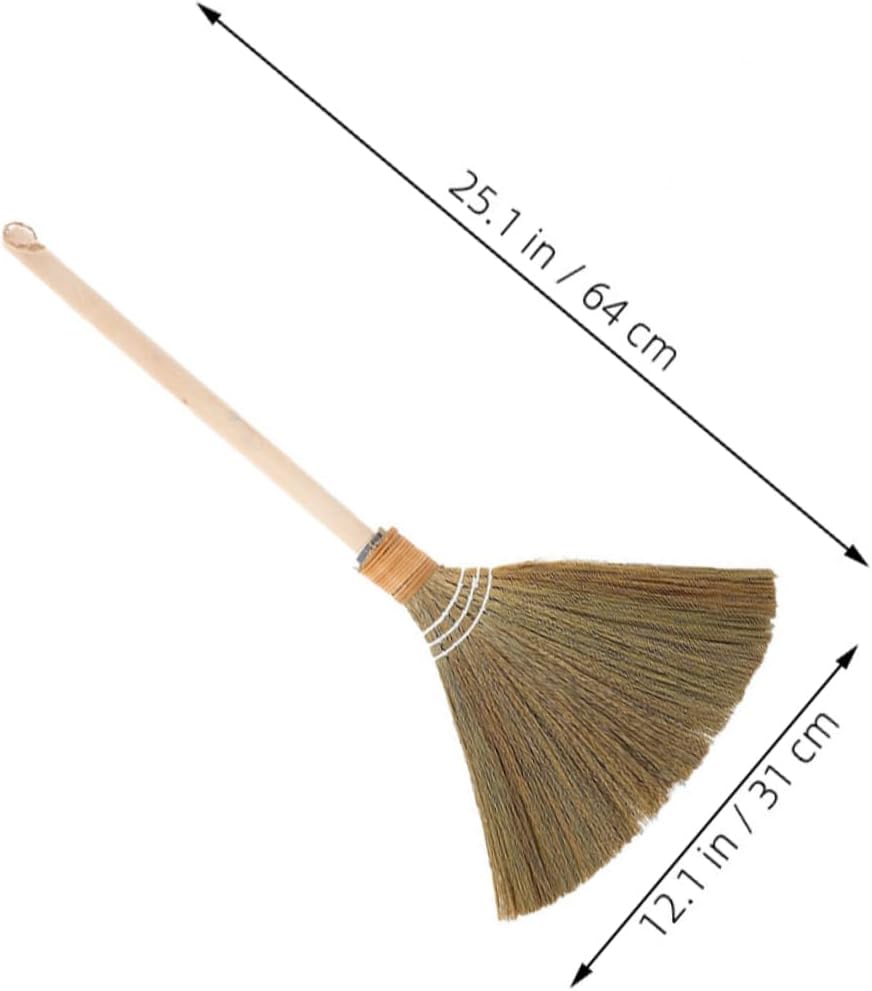 Ipetboom Natural Corn Broom with Wooden Handle Vietnamese Whisk Sweeping Tool for Efficient Floor Cleaning Courtyard Garage and Garden