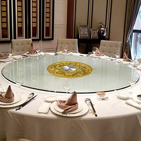 GSKD Lazy Susan For Dining Table Swivel Turntable Heavy Duty Tempered Glass Serving Plate Round Transparent Rotating Tray 50cm~100cm (20in~39in) Cover