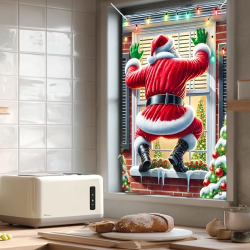 Vinilo decorativo de ventana Santa Claus Navidad 31x47 in miniatura 4