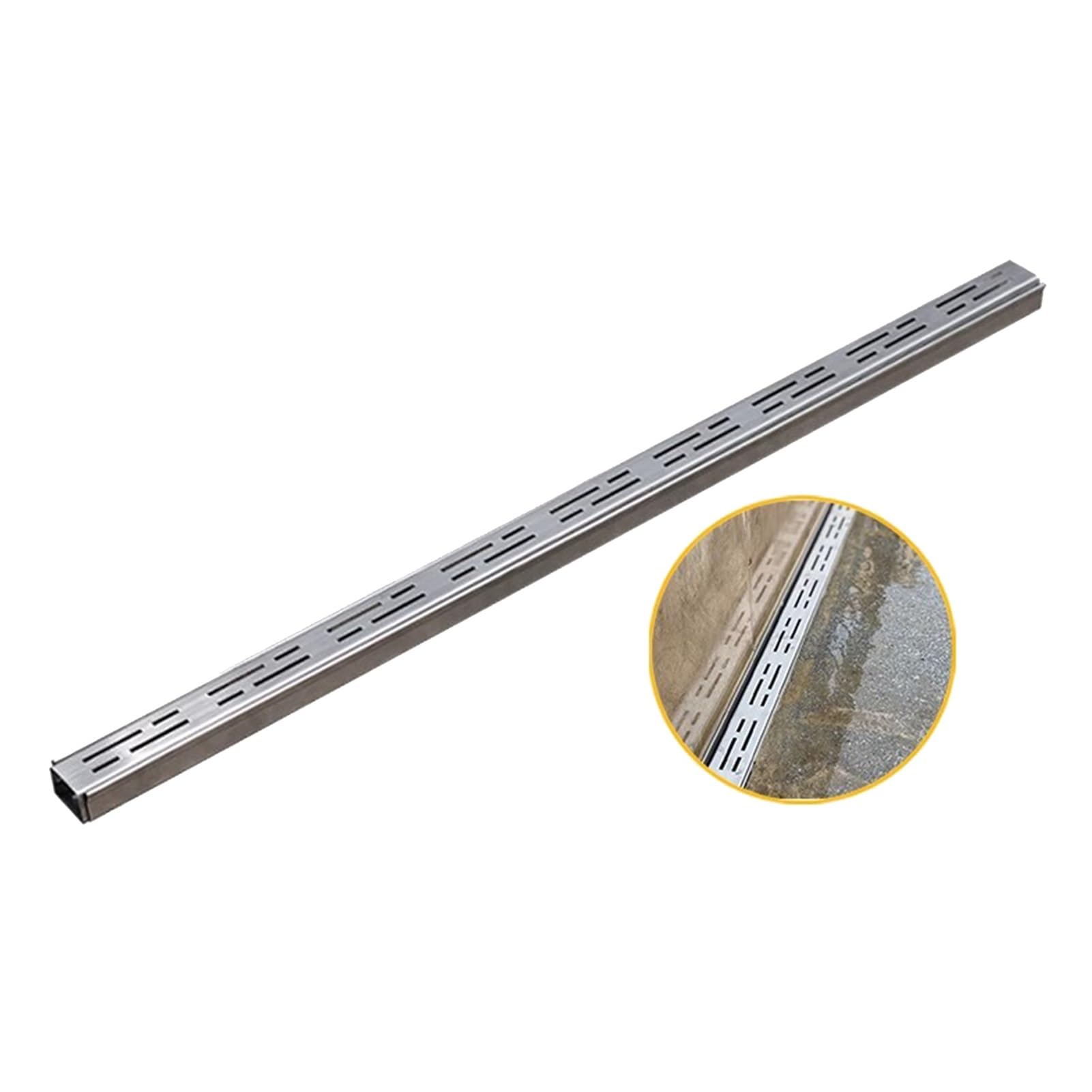 GLDYTVF Slim Metal Drainage Channel with Grate for Outdoor and Indoor Use: Ideal for Patios Gardens Driveways Sidewalks - Floor Drainage Gutter (100x7x5CM)