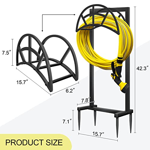 SHOMEXTOL Garden Hose Holder -Freestanding Heavy Duty Hose Hanger,Upgraded Water Hose Holder Holds,Sturdy Hose Stand and Hose Storage Rack for Lawn & Yard,Black - Thumbnail 6