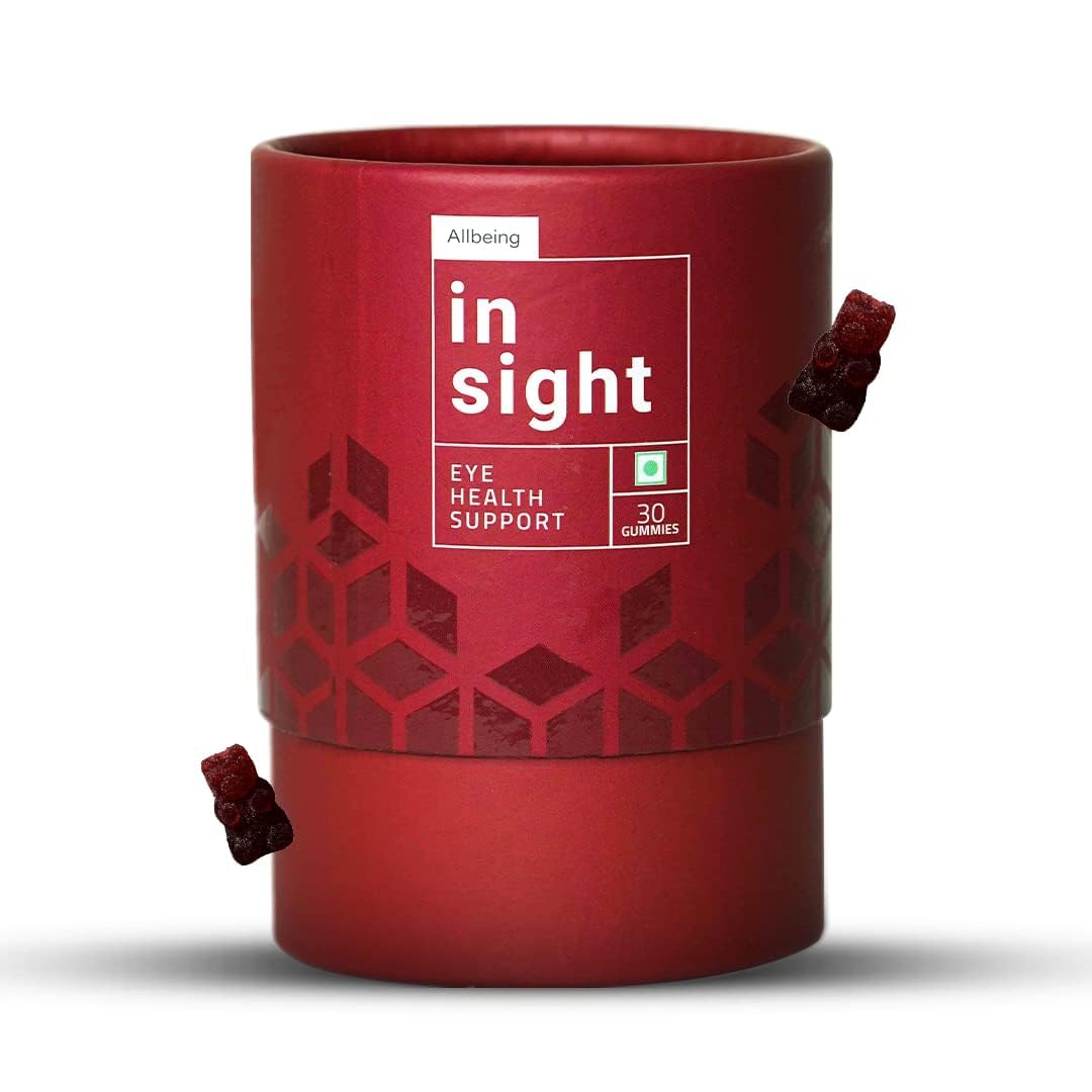 Allbeing Eye Supplements Gummies, Insight for Complete Vision Support Protects against -Dry Eyes, Eye strain, Blue light & Glare|Contains Lutein ,Astaxanthin, Bilberry Ext, Vitamins A,C, E,180 Gummies (Pack of 3)