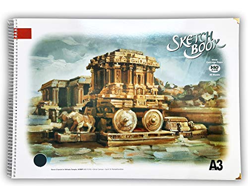 Image of LRS A3 Sketch Pad for Artist - 140 GSM - Artist Drawing Book - (42.0 cm x 29.7cm) - Spiral Bound - Completely Handmade - (A3-50 Sheets, Pack of 1)