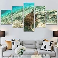 SIGNWIN 5 Panel Canvas Wall Art Alligators Closeup Dramatic Expressionism Hallway Minimalist Multicolor for Home Decorations Ready to Hang - 60