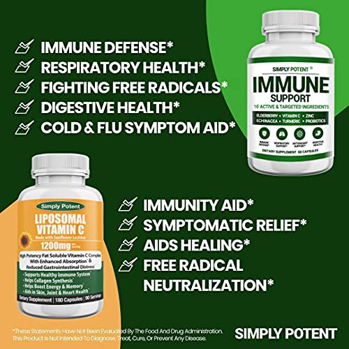 Simply Potent Immunity Support Bundle - Liposomal Vitamin C 1200Mg And Immune Support Bundle #TOP3