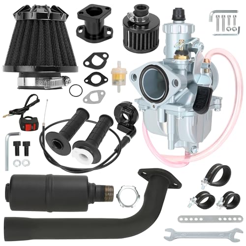 YOXUFA VM22 Carburetor 212cc Exhaust Muffler Stage 2 Kit Replacement for 224cc 196cc Coleman CT200U BT200X Baja MB200 KT196 Mini Bike Go Kart 6.5HP GX160 Engine Parts Mini Bike Throttle Assembly