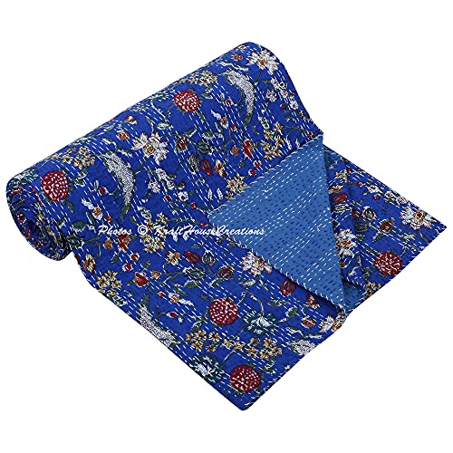 KHC Couette Kantha faite à la main en coton indien 228 x 274 cm Cover