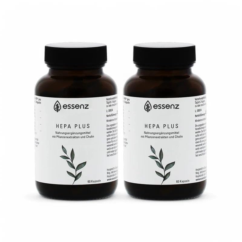 ESSENZ - Hepa Plus 2x60 Kapseln - Hochwertige Leber Kapseln mit Mariendistel Artischocke Löwenzahn. Natürliches Nahrungsergänzungsmittel zur Unterstützung der Lebergesundheit