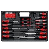 Magnetic Screwdriver Set, XOOL Professional Screwdriver Set with Case, Torx Phillips Flat Hex Pozi Non-Slip Screwdriver Set, 42 PCS Heavy Duty Magnetic Tips for Home Repair, Improvement, Craft