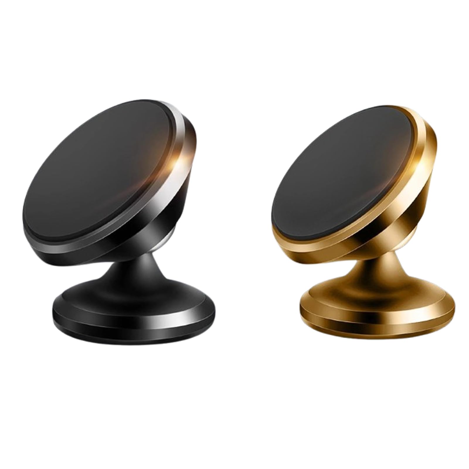 Aczyqws Car Phone Holder, 2 Pack 360°Free Rotation Universal Magnetic Dashboard Mini Car Mounts Compatible for all Phones or GPS Devices black+gold