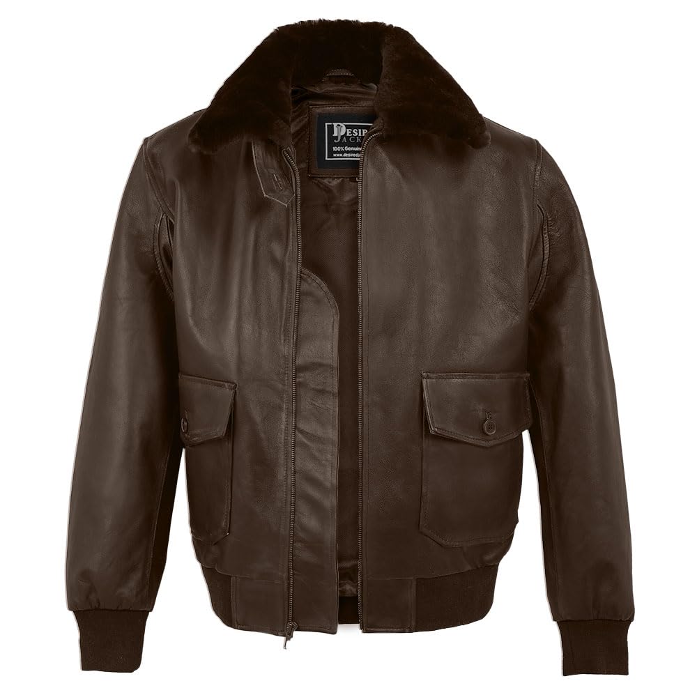 Navy G-1 Real Leather Bomber Jacket Men Fur Collar Vintage Flight Aviator Leather Jacket Men