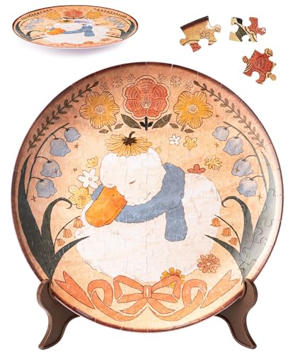Image of PieceRelax 3D Puzzle Plate 124 Pieces - Sleeping in Sunlit Garden - Jigsaw Puzzle for Adults, Decorative Plate with Durable Plastic Pieces, Ideal Gift for Home or Office Decor [PL1019]