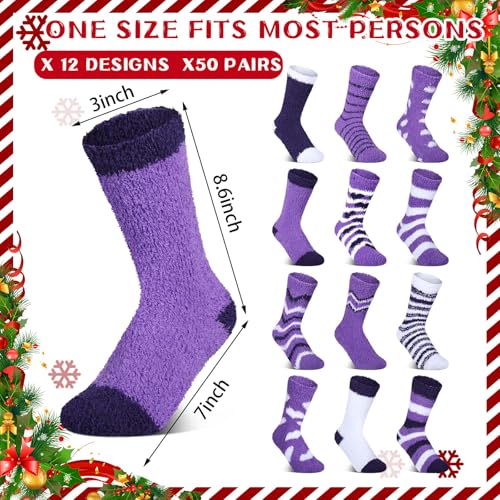 Image of Hoolerry 30 Pairs Christmas Fuzzy Socks in Bulk for Women Adult Men Gifts Fluffy Holiday Winter Socks Unisex Warm Crew Gifts