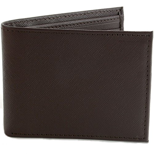 Hammer Anvil Men's RFID Blocking Center Flip Bifold Wallet Crosshatch Brown