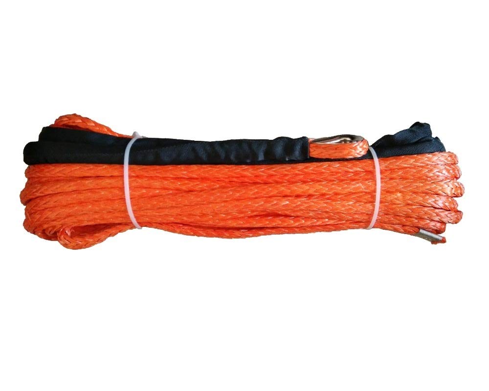 Lina wyciągarki, 10mm x 30m 3/8 "* 100 'ATV UTV 4WD Syntetyczna linka linowa linowa z osłoną naparstkową,Bezpieczniejsze i trwalsze(Grey)