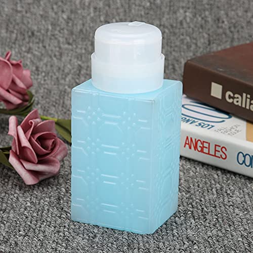 TOPINCN Botella Dispensadora de Bomba de Viaje, Contenedor Portátil para Quitaesmalte de Uñas, Loción de Maquillaje, Plástico Rosa 48g (Cuadrado Azul)
