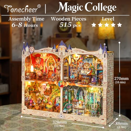 Image of Tonecheer DIY Miniature House Kit, Book Nook Story Frame Kit- Magic College