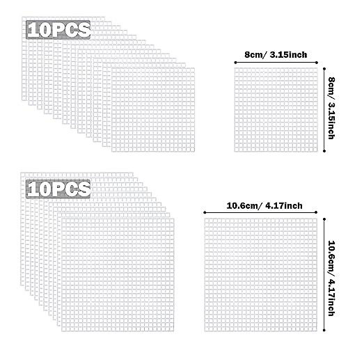Image of Allazone Plastic Mesh Canvas Sheets for Embroidery - 53 PCs, Square Mesh, Knit & Crochet Projects