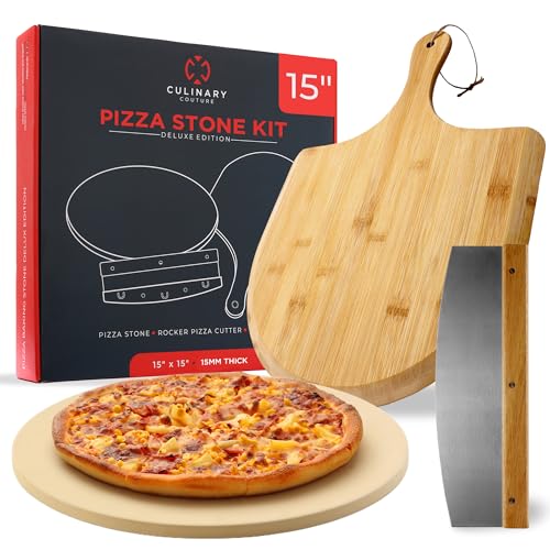 Culinary Couture 15" Round Pizza Stone for Oven Set - Comes with ...