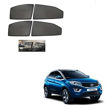Kozdiko Premium Custom Fit Car Sun Shades Fix Curtains Non Magnetic Mesh Compatible for Tata Nexon