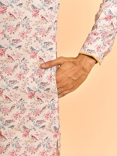 Image of DIWAS BY MANYAVAR Men's Viscose Blend Floral Zip Neckline Kurta (1pc)