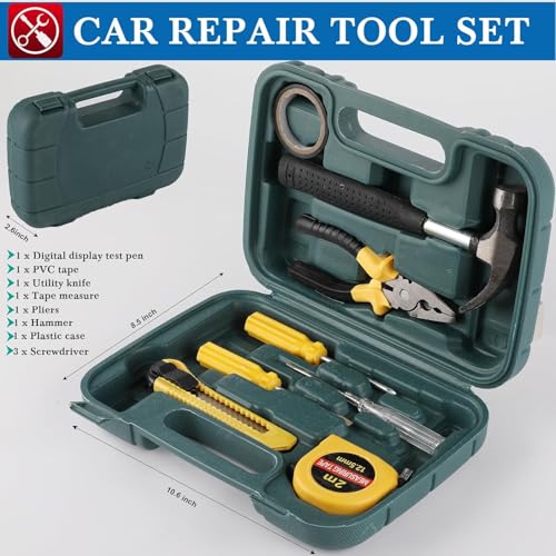 kewen Car Emergency Kit, Roadside Assistance Emergency Car Kit Jumper Cables, Road Trip Essentials, Auto Vehicle Car Safety Kit with Digital Air Compressor Tire Inflator, Reflective Warning Triangle - Image 4