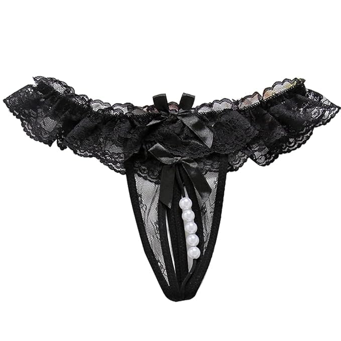 Black Lace Open Crotch Panties-image-32