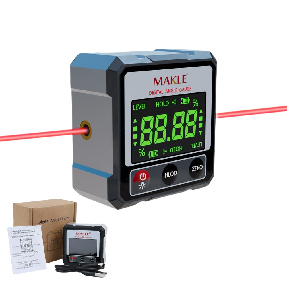 Self-Leveling Cross-Line Laser Level Magnetic Inclinometer Angle Finder Tool Digital Angle Finder with Electronic Laser for Construction & DIY (with Laser)
