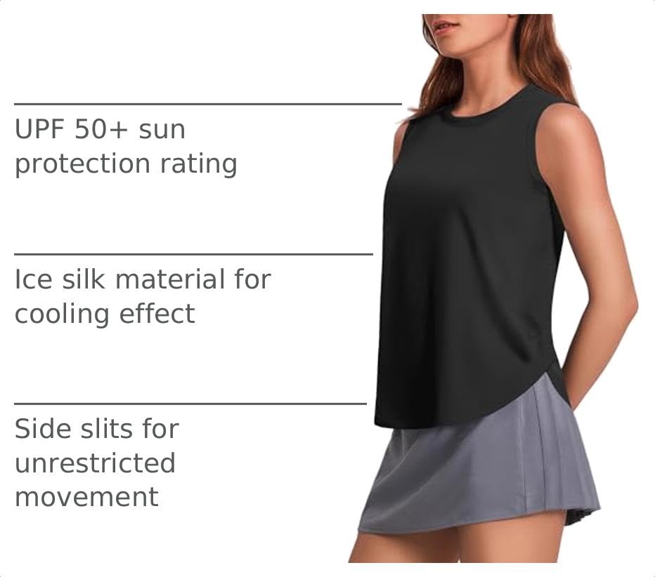 Image of PINSPARK Workout Tank Tops Woman Ice Silk UPF 50+ Athletic Yoga Shirts