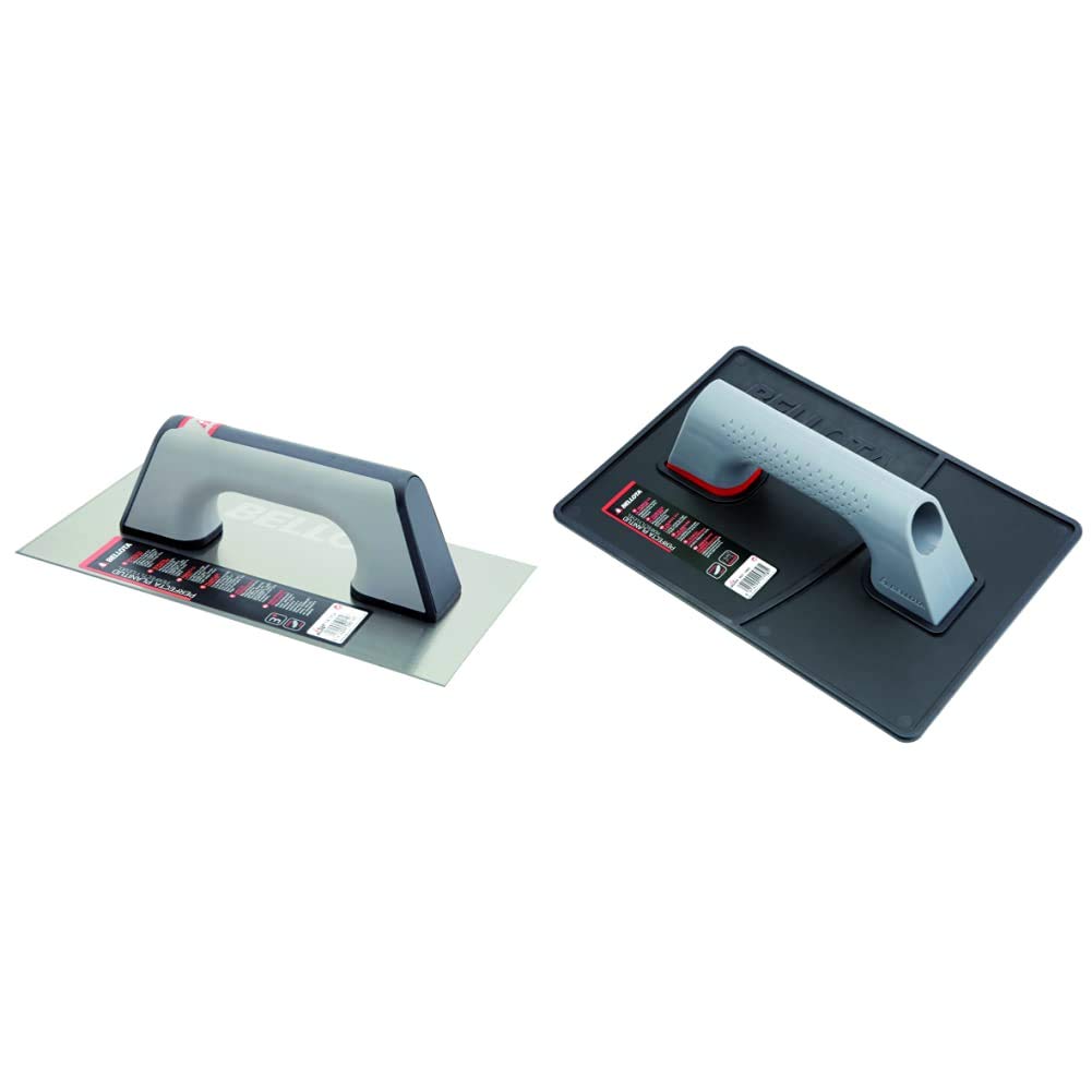Bellota 5861-1 BIM INOX Llana recta de acero inoxidable (300x150mm) con mango bimaterial + 5883 Talocha polipropileno rectangular base almenada, 275x185 mm