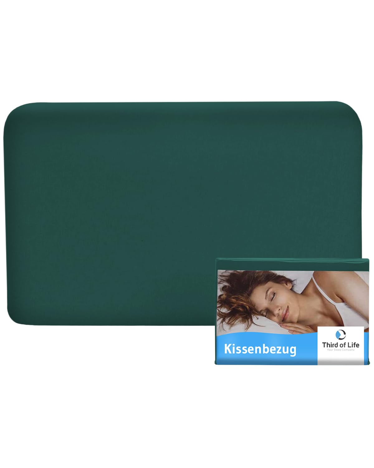 Kissenbezug 40x25 Meergrün Einzelpack, Perfekt für VOLAR Reisekissen, Mako-Baumwolle (Double Jersey), Bügelfrei & trocknergeeignet, Kissenhülle mit Reißverschluss, Oeko-Tex Zertifiziert