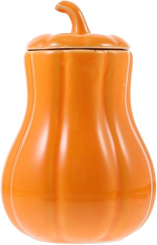 UPKOCH Tarro de té de cerámica con forma de calabaza, tarro de caramelo suelto, tarro de té, café, azúcar, recipiente de alimentos para decoración