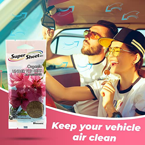 Image of Super Sheet, Organic Under the Seat Car Air Freshener, Long Lasting Fragrance (Blossom, 3 Packs)